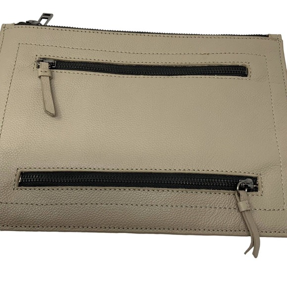 Botkier Woman's Chelsea Leather Clutch‎ Wristlet Taupe Tan Detachable Large - Picture 5 of 14
